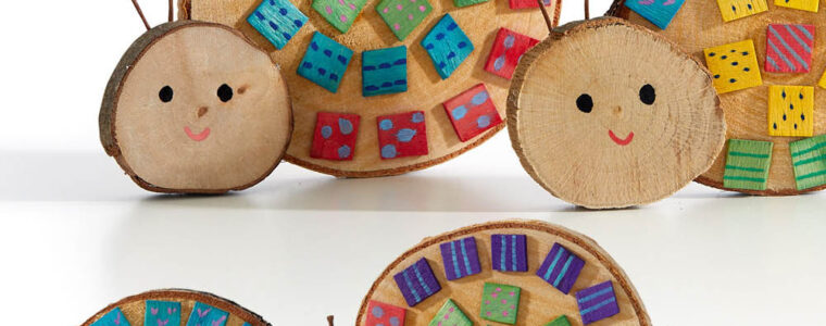 Mosaikschnecke aus Holz